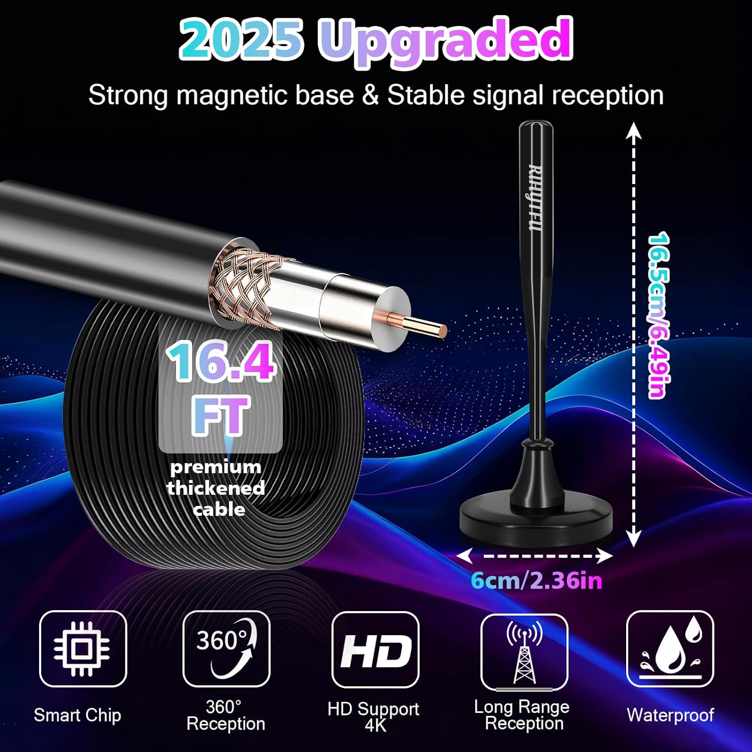 2025 Upgrade Antenna for Smart TV, Digital TV Antenna Indoor for Long Range Reception, HD Digital Antennas with Signal Booster for Local Channels, Supports 4K 1080P - Image 5