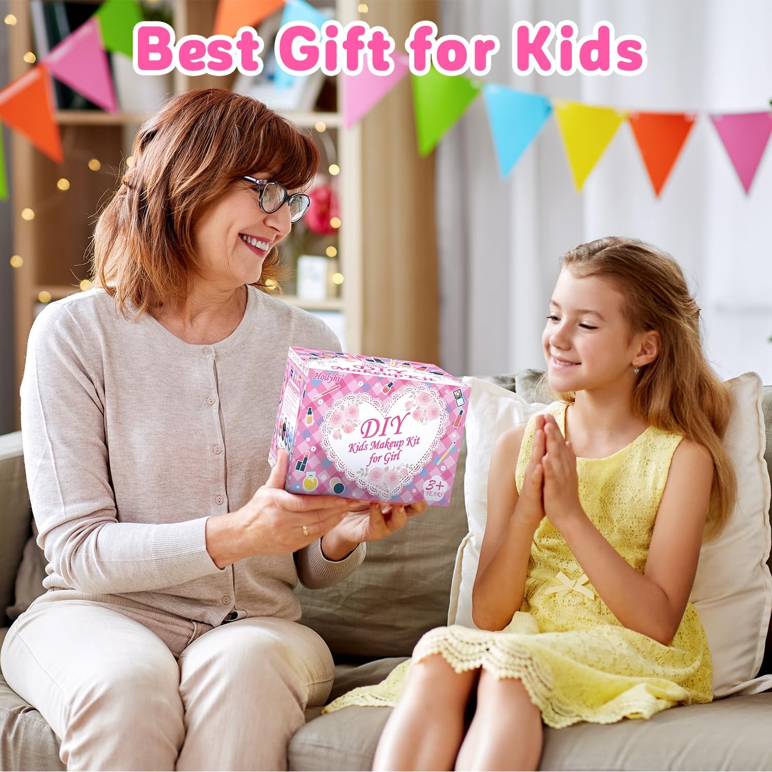 Hollyhi 58 Pcs Kids Makeup Kit for Girl, Princess Toys Real Washable Cosmetic Set with Mirror, Kids Makeup Sets for Girls, Play Make Up Birthday Gifts for 3 4 5 6 7 8 9 10 11 12 Years Old Kid (Pink) - Image 9