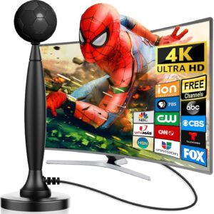 2025 TV Antenna for Smart TV, ATSC 3.0 Indoor HDTV Digital Antenna Supports 8k 4k for Free Local Channels,360° Reception Long Range Indoor Amplifier and Signal Booster, 16.5ft Coax Cable