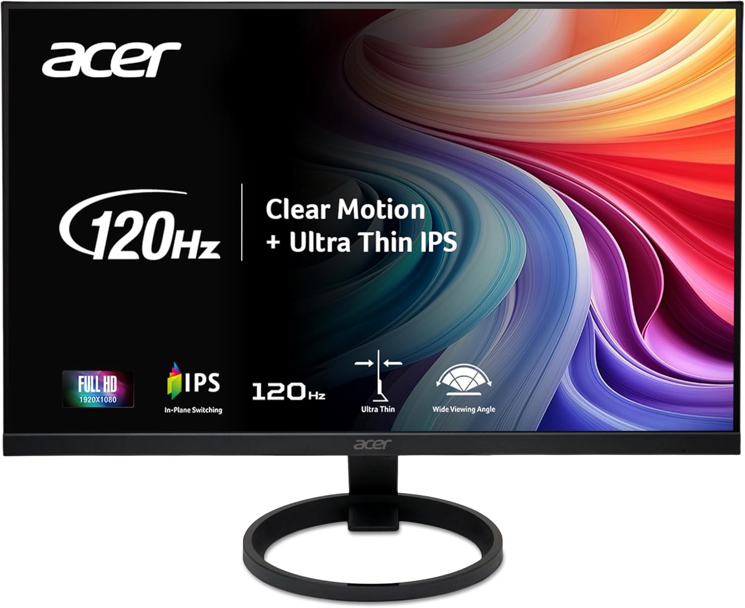 Acer R270 G0bi 27" IPS Full HD (1920 x 1080) Ultra-Thin Gaming Office Monitor | Adaptive-Sync Support (FreeSync Compatible) | Up to 120Hz Refresh | 1ms (VRB) | 99% sRGB | Tilt | HDMI & VGA Ports