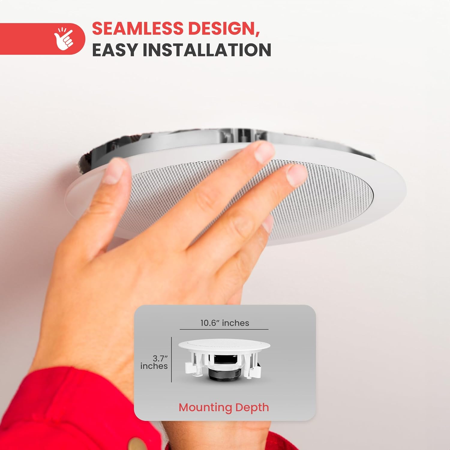 Pyle Home 2-Way In-Wall In-Ceiling Speaker System - Dual 8 Inch 300W Pair of Ceiling Wall Flush Mount Speakers w/ 1" Silk Dome Tweeter, Adjustable Treble Control - For Home Theater Entertainment PIC8E - Image 5