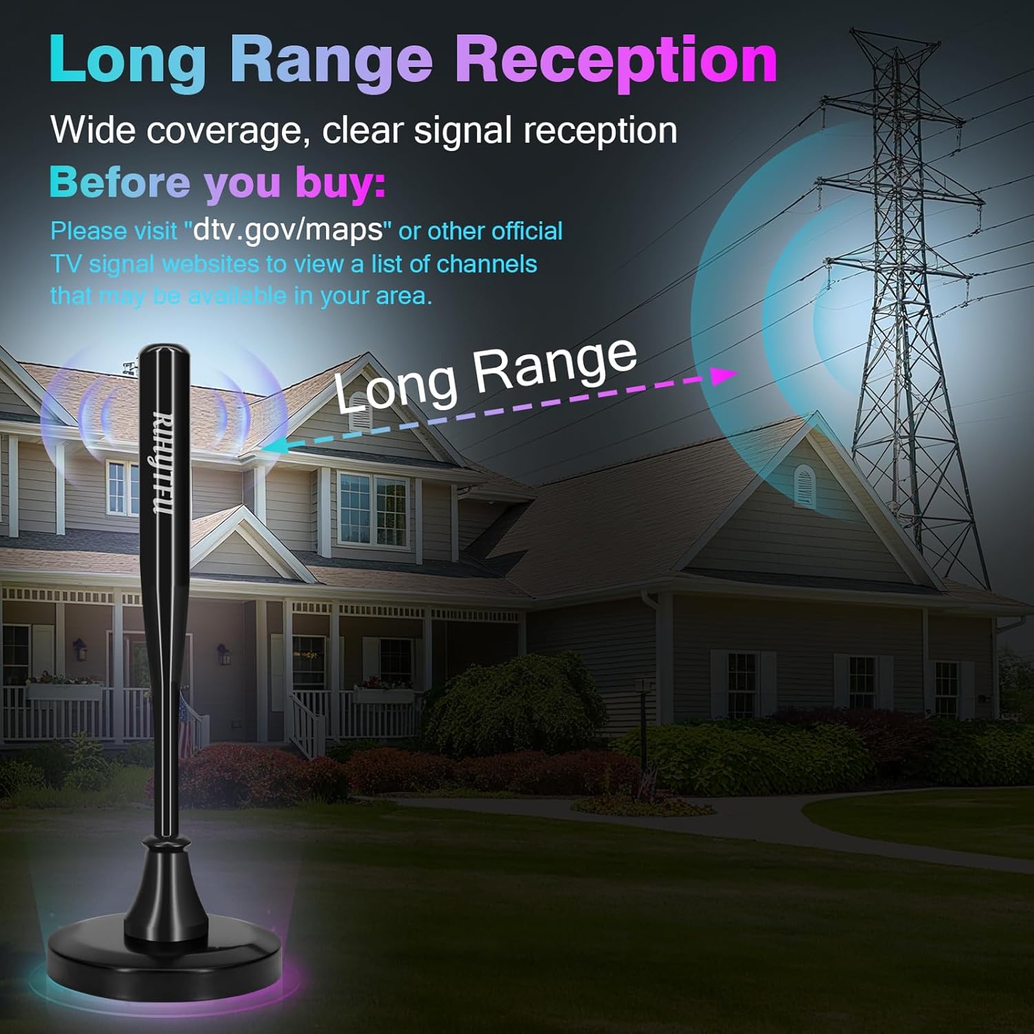 2025 Upgrade Antenna for Smart TV, Digital TV Antenna Indoor for Long Range Reception, HD Digital Antennas with Signal Booster for Local Channels, Supports 4K 1080P - Image 3