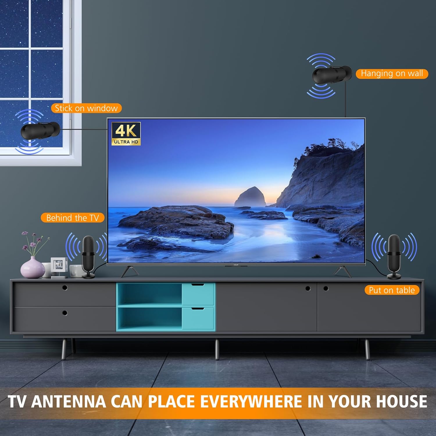 2026 TV Antenna for Local Channels,Antenna for Smart with 360° Signal Booster Reception,Digital Antenna 1900+ Miles Range Support 8K 4K 1080p Televisions,Strongest HD TV Antenna Indoor-25ft Coax Cable - Image 4