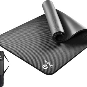 Yoga Mat Non Slip NBR Extra Thick Yoga Mat, 72″L x 32″/24″W x 0.6″/0.4″TH (185cm x 80cm/61cm x 15mm/10mm), Anti-Tear Exercise Mat with Carrying Strap and Bag, Workout Mats for Yoga, Pilates