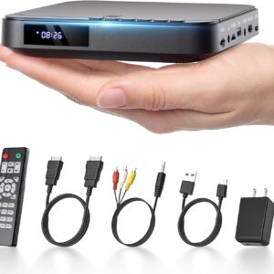 Mini DVD Player HDMI, DESOBRY 1080P HD Small Compact DVD Player for Smart TV with All Region Free, DVD CD Player with AV Output, USB/TF Card Input, Remote Control, Support PAL/NTSC