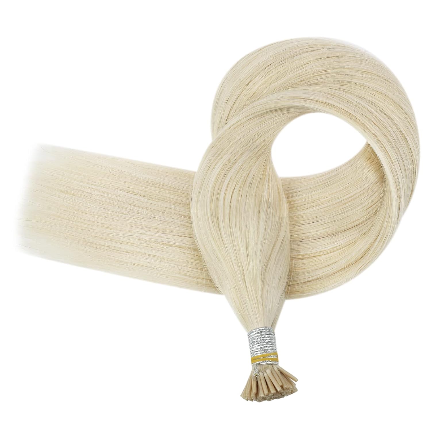 Full Shine Itip Human Hair Extensions 18 Inch Platinum Blonde I Tip Hair Extensions Real Human Hair 40 Grams Cold Fusion Extensions I Tips Straight Human Hair - Image 9
