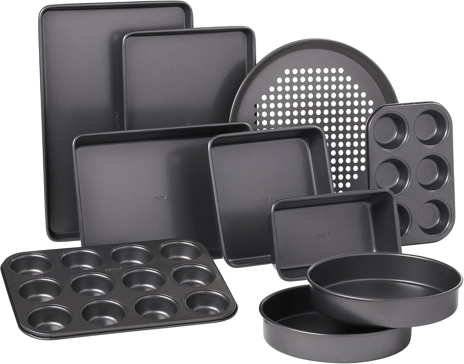 Oneida Select 10 Piece Nonstick Metal Bakeware Set, High-Performance & Dishwasher Safe,Silver