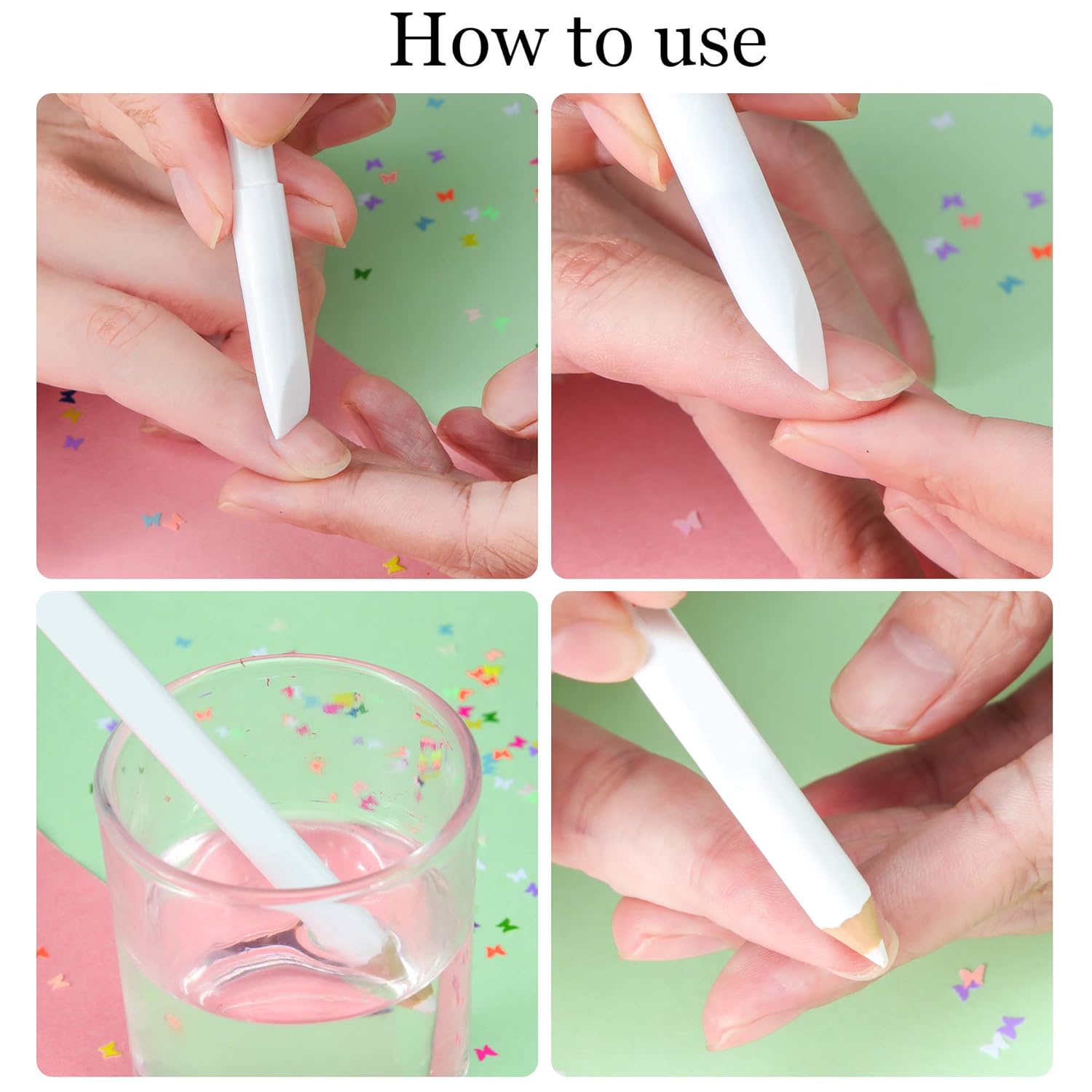 Maitys 1 Piece Nail Whitening Pencil 2-in-1 White Nail Pencil DIY Design Manicure with Cuticle Pusher - Image 3