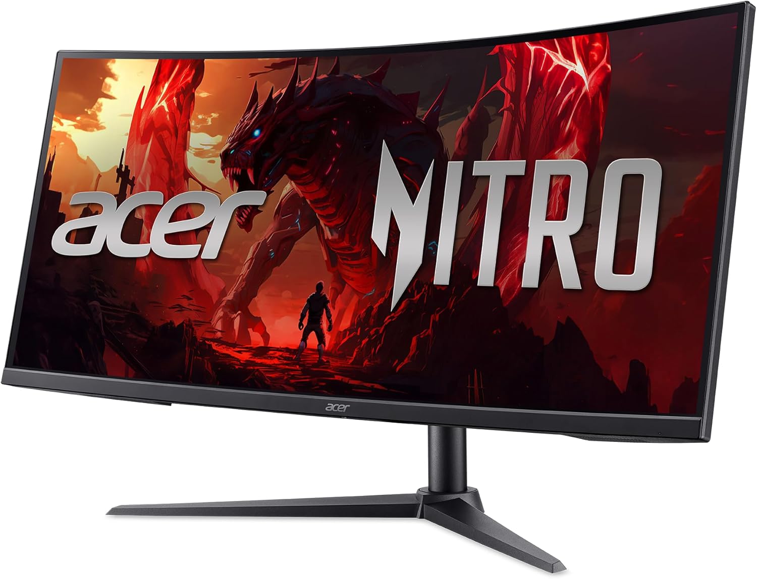 Acer Nitro 34” Gaming Monitor | QHD 3440 x 1440 | 1500R 21:9 Curved | AMD FreeSync Premium | 200Hz Refresh Rate | 1ms (VRB) | sRGB 99% | 1 x Display Port 1.4 & 2 x HDMI 2.1 Ports | XZ340CUR X0bmiiphx - Image 9