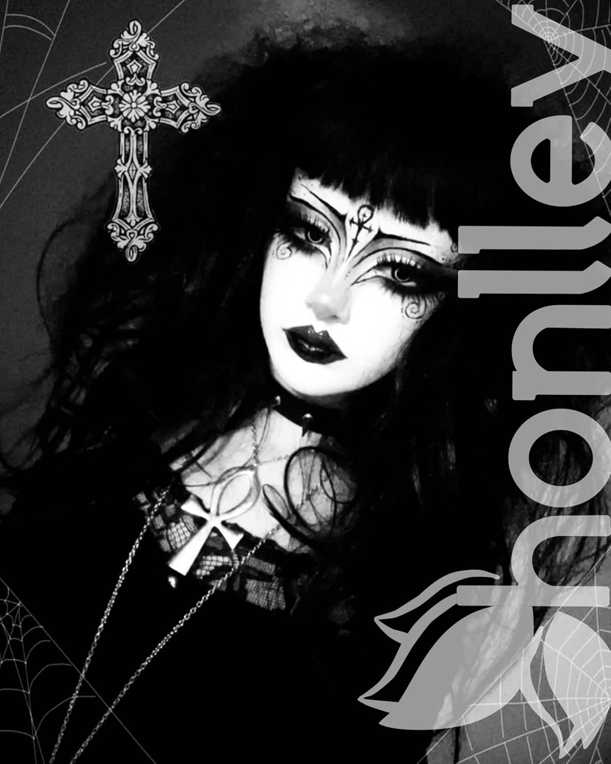 Black White Makeup Palette - Goth Makeup Pressed Powder Eyeshadow Compact, Matte Smokey Face Paint for Women Girl, Halloween Skeleton Cosplay & Gothic Costume | High Pigment,Waterproof,Intense - Image 5