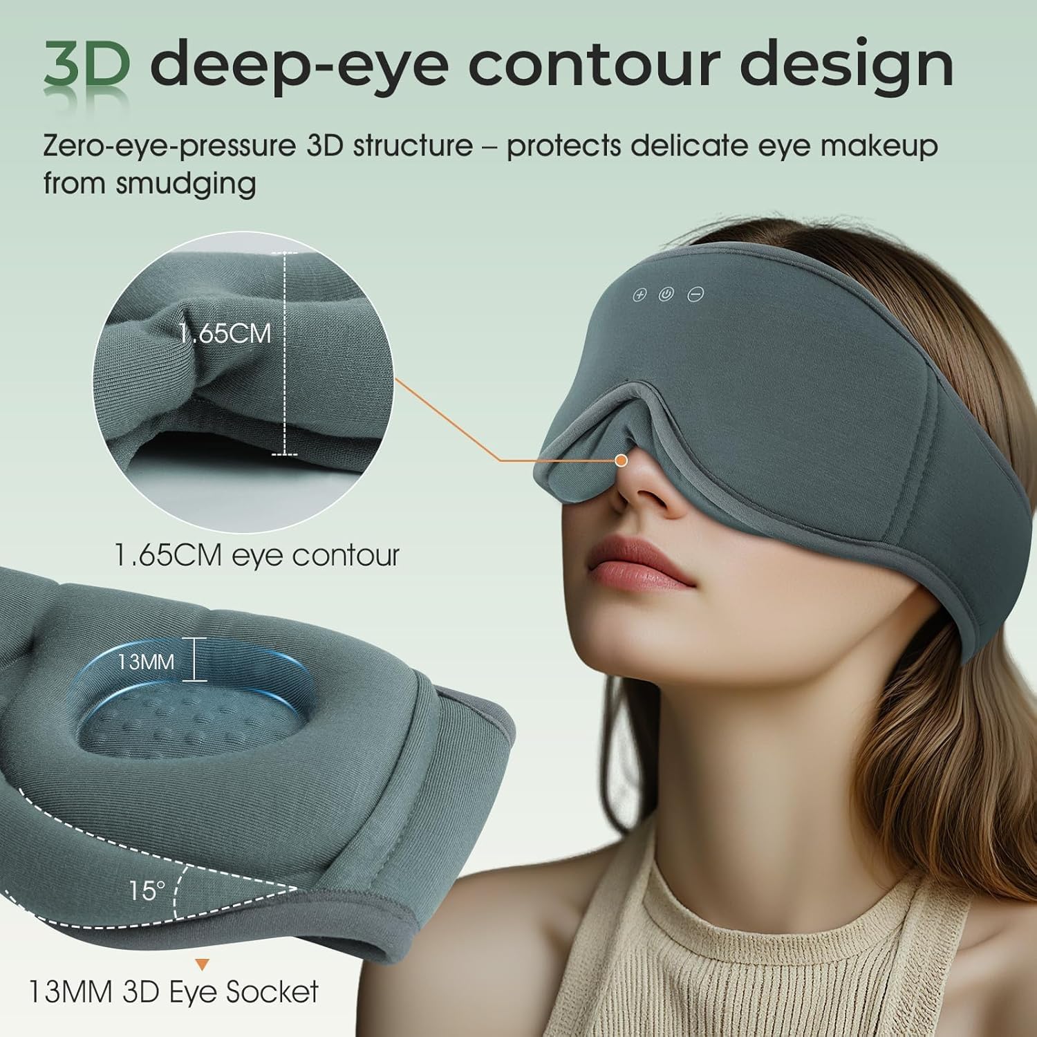 Sleep Mask with Headphones Bluetooth 5.4,LC-dolida 2025 New 3D Bluetooth Sleep Mask Headphones with Soft Bamboo Cotton for Side Sleepers Women Men, Sustainable Luxury for Better Sleep - Image 6