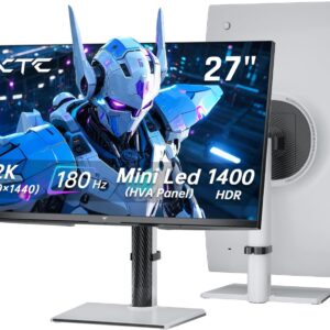 KTC 27 Inch Mini LED Gaming Monitor – 1440P Monitor 2K, HDR1400, 180Hz, Adaptive Sync, 148% sRGB, HDMI 2.0 x 2, DisplayPort 1.4 x 1, Monitors Gamer with Height Angles Adjustable