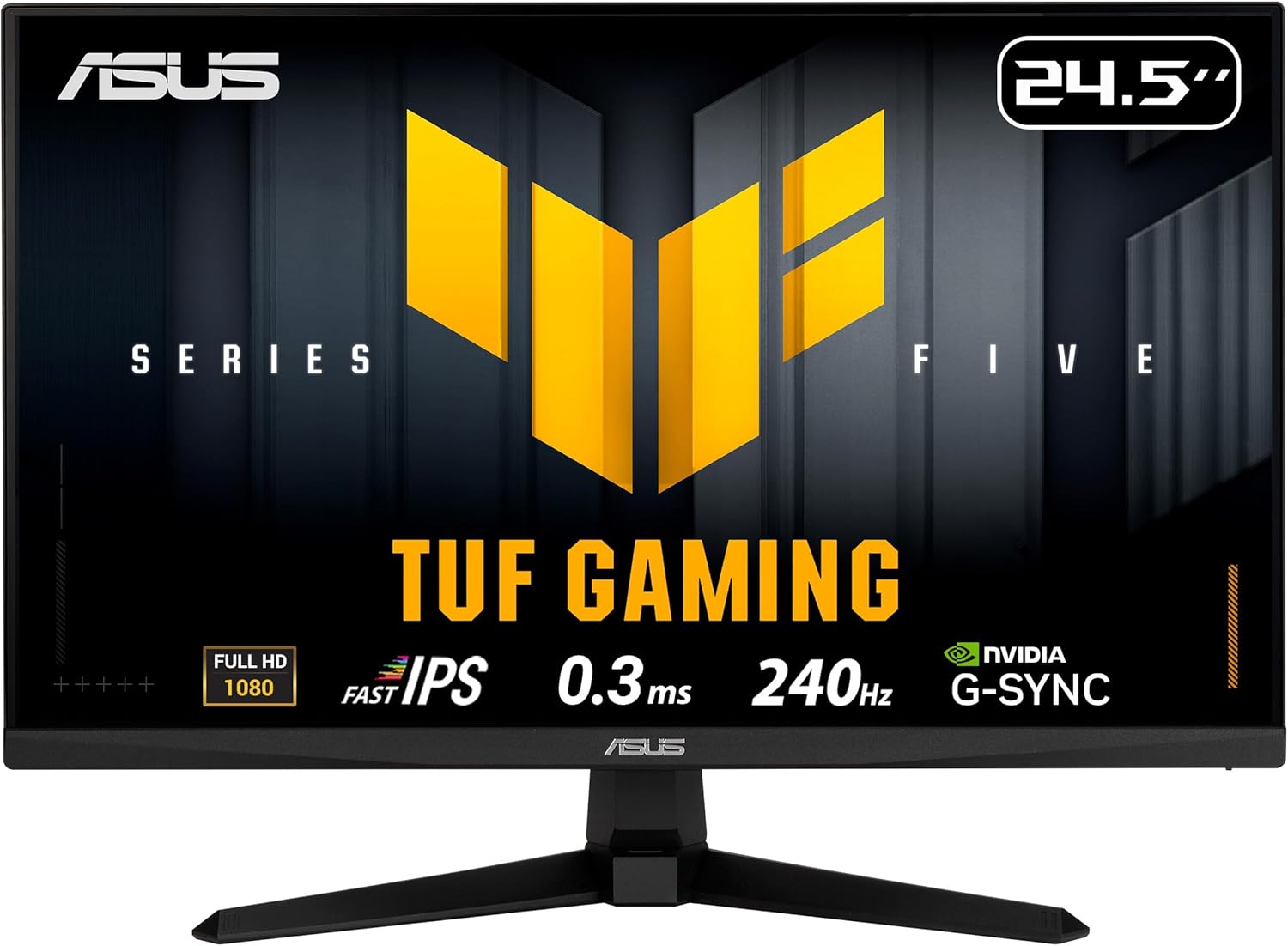 ASUS TUF Gaming Series 5 24.5” 1080P Monitor (VG259QM5A) – Full HD, Fast-IPS, 240Hz, 0.3ms, G-SYNC Compatible, FreeSync Premium, 99% sRGB, DisplayWidget, Gaming AI, 3 yr Warranty