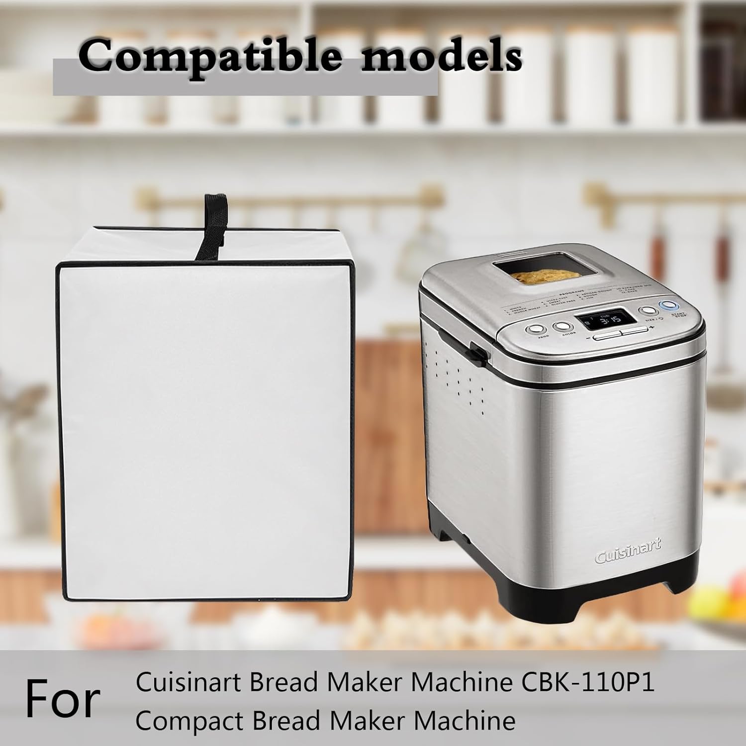 Bread Maker Machine Cover for Cuisinart Bread Maker Machine, Heavy Duty Waterproof Protective BreadMachine Cover Compatible for Cuisinart Compact and Automatic Bread MakerMachine CBK-110P1 (Grey) - Image 2