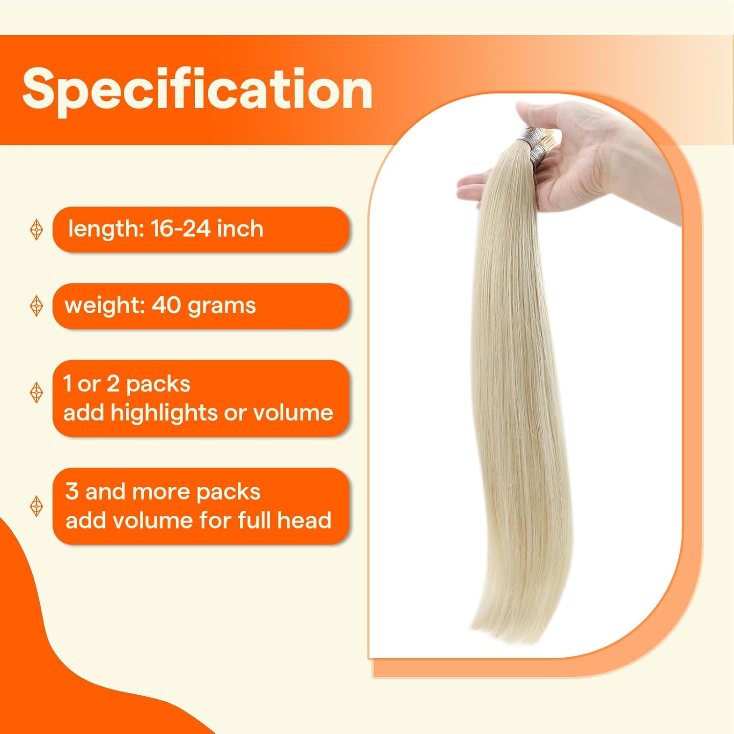 Full Shine Itip Human Hair Extensions 18 Inch Platinum Blonde I Tip Hair Extensions Real Human Hair 40 Grams Cold Fusion Extensions I Tips Straight Human Hair - Image 4