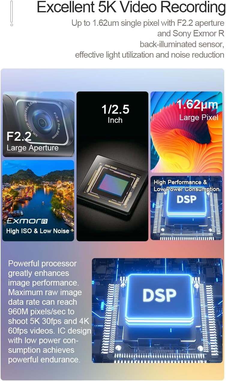 ORDRO M3 Handheld Digital Camera, 5K Video Camcorder 48MP 4K/60fps, 3.5'' Flippable Screen 3250mAh Battery WiFi IR Night Vision Camera for YouTube Vlogs w/64G Card - Image 2