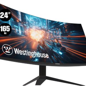 Westinghouse 24 Inch Curved Full HD Gaming Monitor, 165Hz, AMD FreeSync Support, Low Motion Blur, 1500R Curve, 1920 x 1080, for PC Games with Built in Speakers, DisplayPort, HDMI