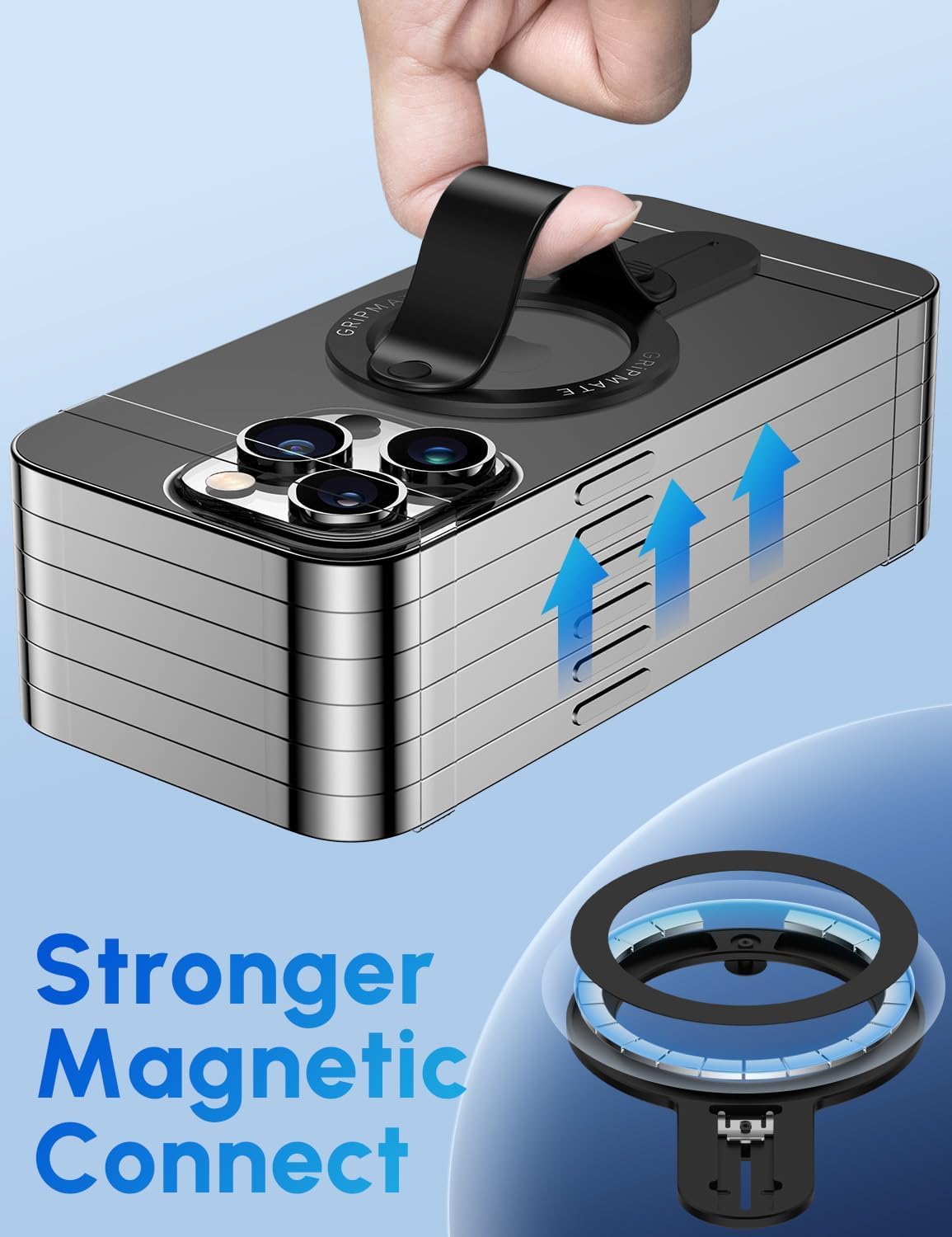 for MagSafe Phone Grip for iPhone - Magnetic Phone Ring Holder Detachable for iPhone 17 - Comfortable Finger Phone Ring Grip for Apple 16/15/14/13/12,Black - Image 4
