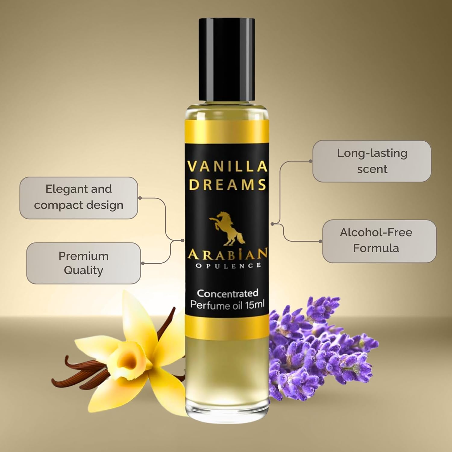 Arabian Opulence FR99 Vanilla Dreams Roll-on Perfume Oil for Women, Luxurious and Concentrated Long Lasting Perfume Oil, Alcohol-Free Travel Size Body Scent for All-Day Freshness (15ml) - Image 3