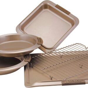 Anolon Advanced Nonstick Bakeware Set / Baking Pans with Grips – 5 Piece, Brown