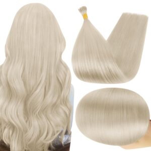 Full Shine Itip Human Hair Extensions 18 Inch Platinum Blonde I Tip Hair Extensions Real Human Hair 40 Grams Cold Fusion Extensions I Tips Straight Human Hair