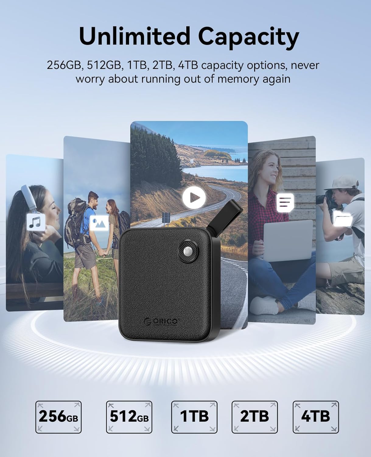 ORICO Portable SSD 256 GB with 2 in 1 USB C Cable, External Solid State Drives, Up to 460MB/s, Status Indicator, Reliable Storage for USB-C Smartphone, Tablet, PC - B5PLUS - Image 4