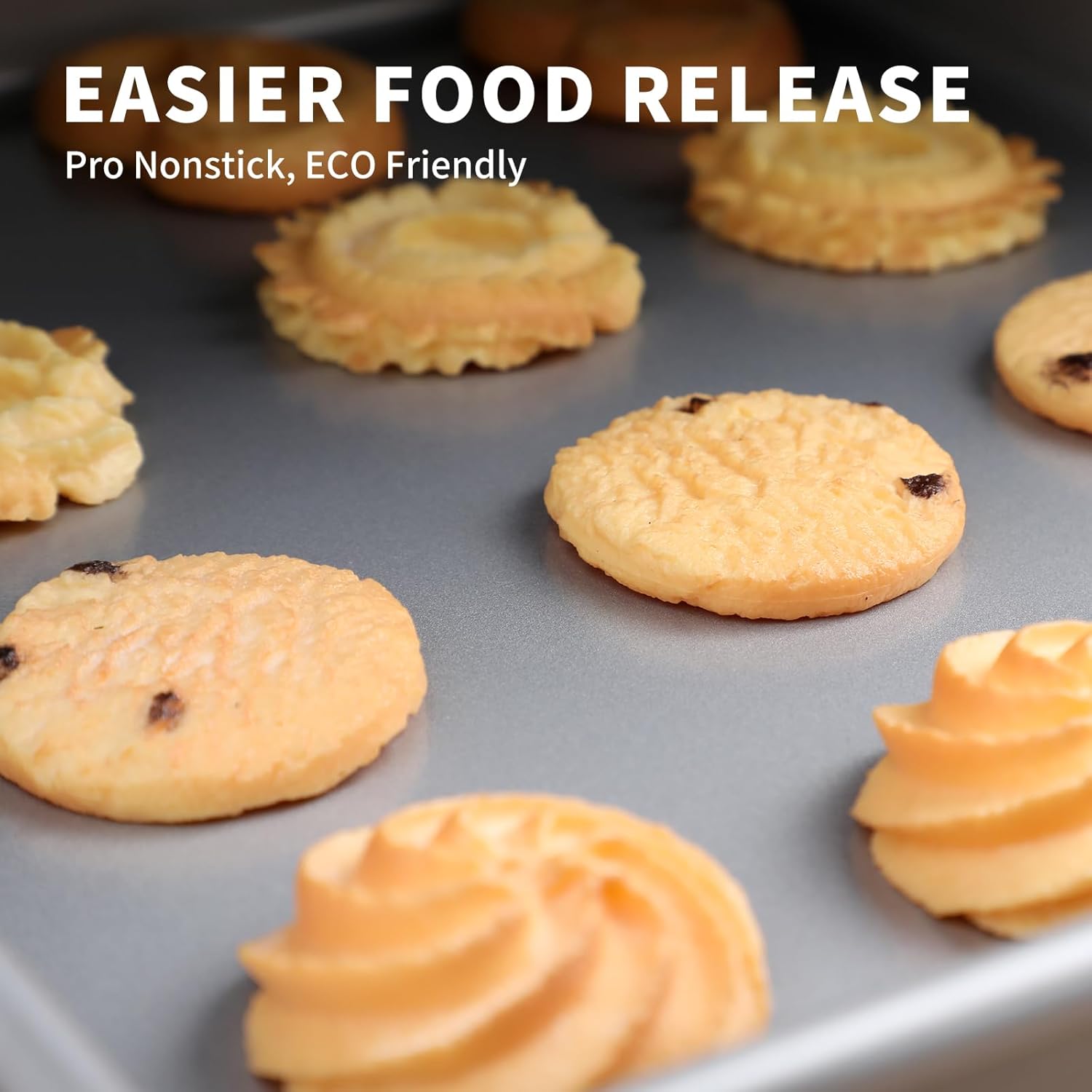 3-Piece Nonstick Baking Pans Set of 3 - Nonstick Rectangle Sheet Cake Pans, 13/11/9 Inch Metal Oven Tray for Cooking Jellyroll, Stackable Bakeware Set - Image 8