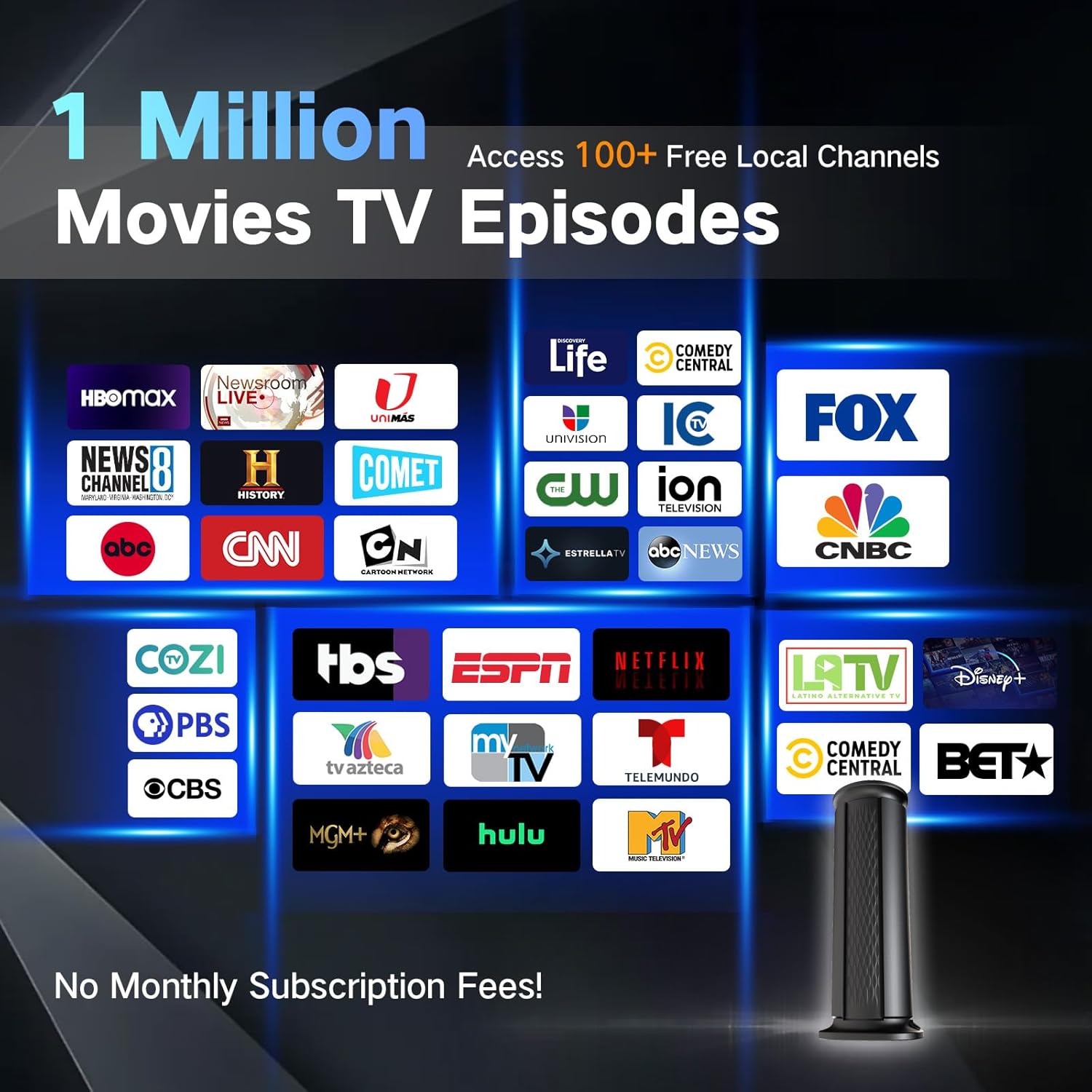 2025 Upgraded TV Antenna Up 2800+ Miles Range, Digital Best Antenna for Smart Tv Indoor/Outdoor 4k Local Channels, Amplified HDTV Antenna Long Range with Amplifier Signal Booster/Thic Cable (Large-X) - Image 4