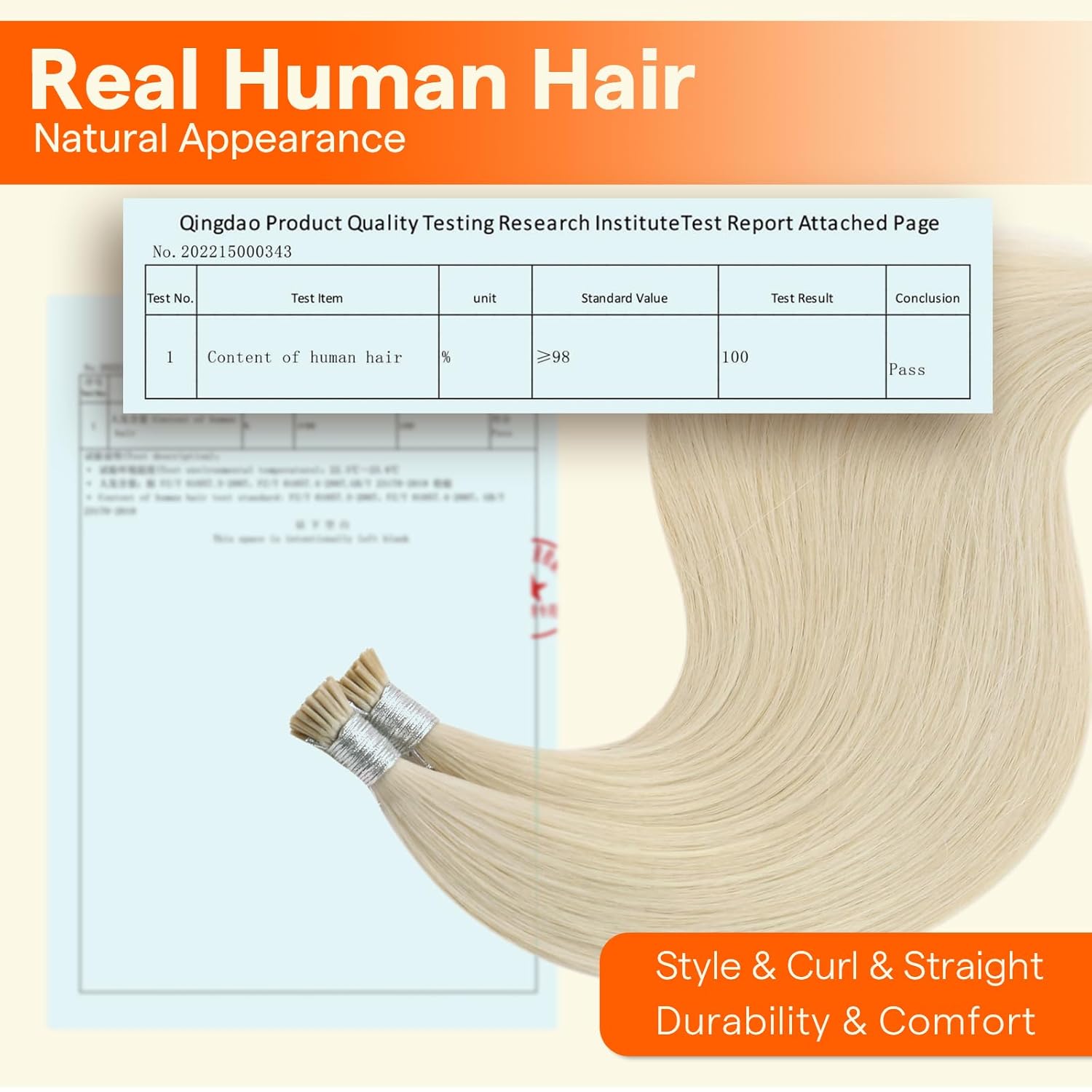 Full Shine Itip Human Hair Extensions 18 Inch Platinum Blonde I Tip Hair Extensions Real Human Hair 40 Grams Cold Fusion Extensions I Tips Straight Human Hair - Image 5