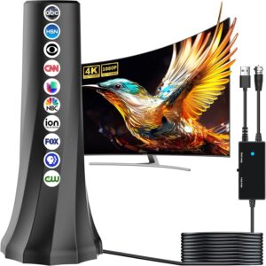 2025 TV Antenna Indoor,Antenna for Smart TV with 360° Signal Booster Reception,HD Antenna for Local Channels 1500+ Miles Range,Digital Antenna Supports 4K 8K 1080p TVs-Portable Antena 25FT Coax Cable