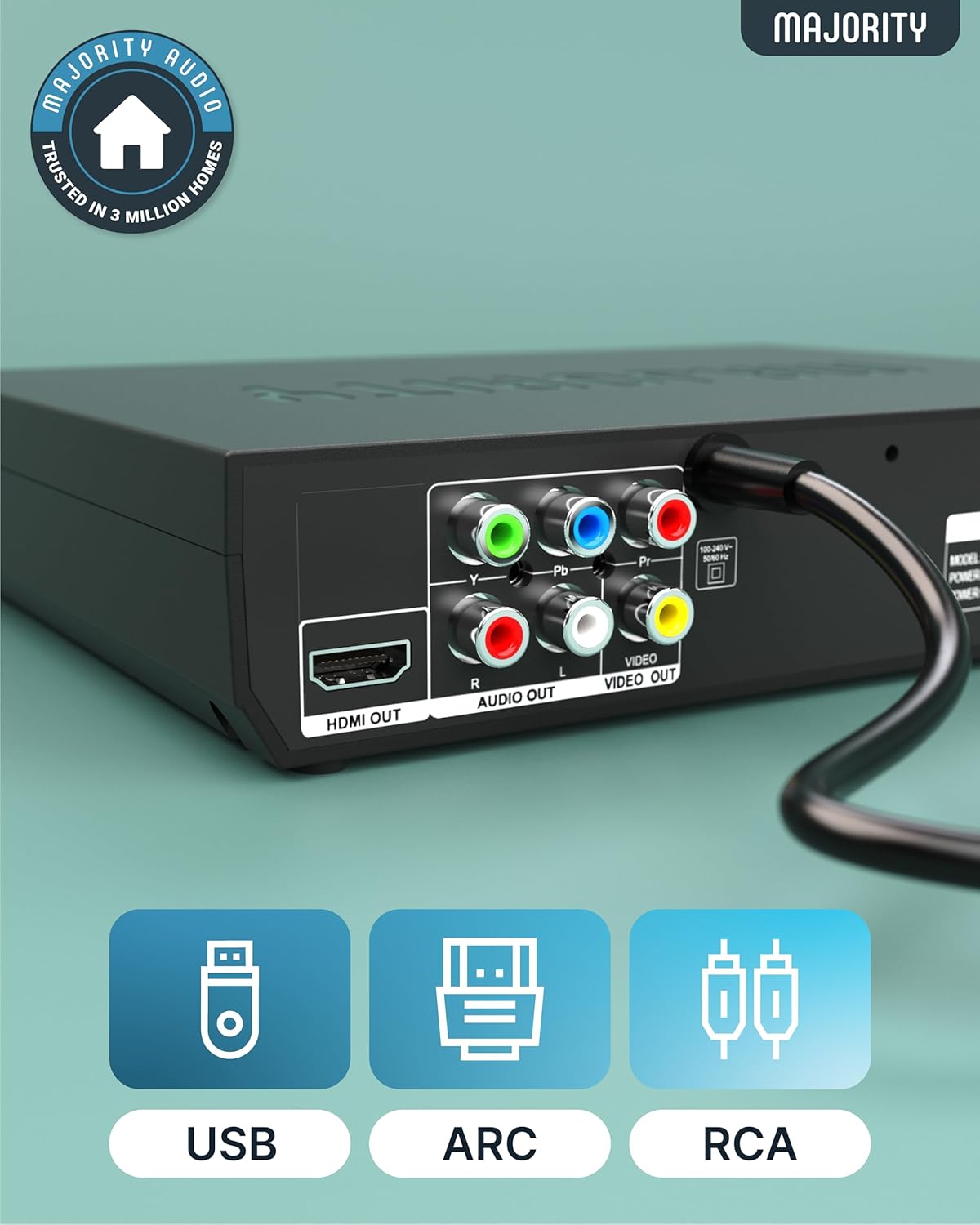 2025 Model HDMI DVD Player for TV | 1080P Region Free DVD-Players for Smart TV | Mini DVD Player with USB, CD & MP3 | HDMI Cable, RCA Cable & Remoted Control | MAJORITY DVD - Image 5