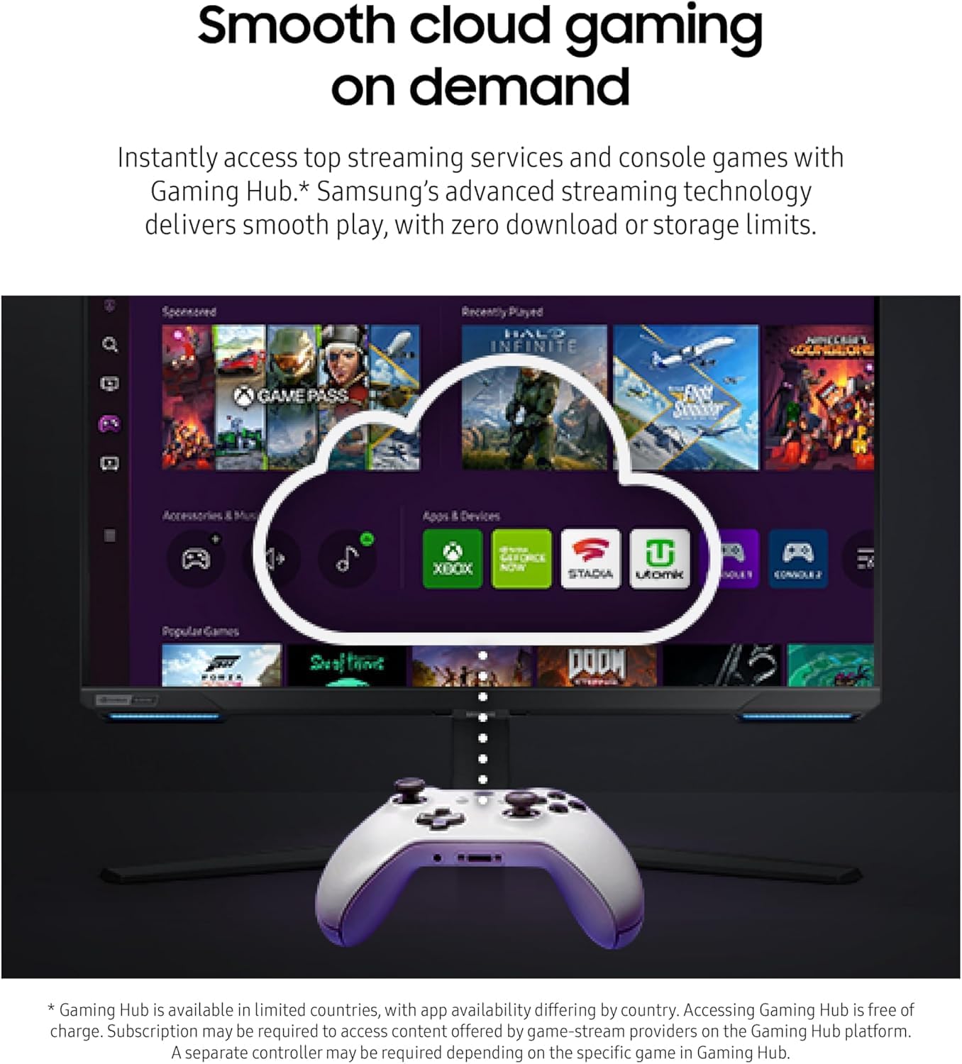 Samsung 28” Odyssey 4K UHD(3840x2160) Gaming Monitor | Smart TV | Game BAR | Built-in Speakers | HDR 400, 144Hz, 1ms | FreeSync Premium Pro Compatible and G-Sync | Wi-Fi 5 | Includes Remote Control - Image 4