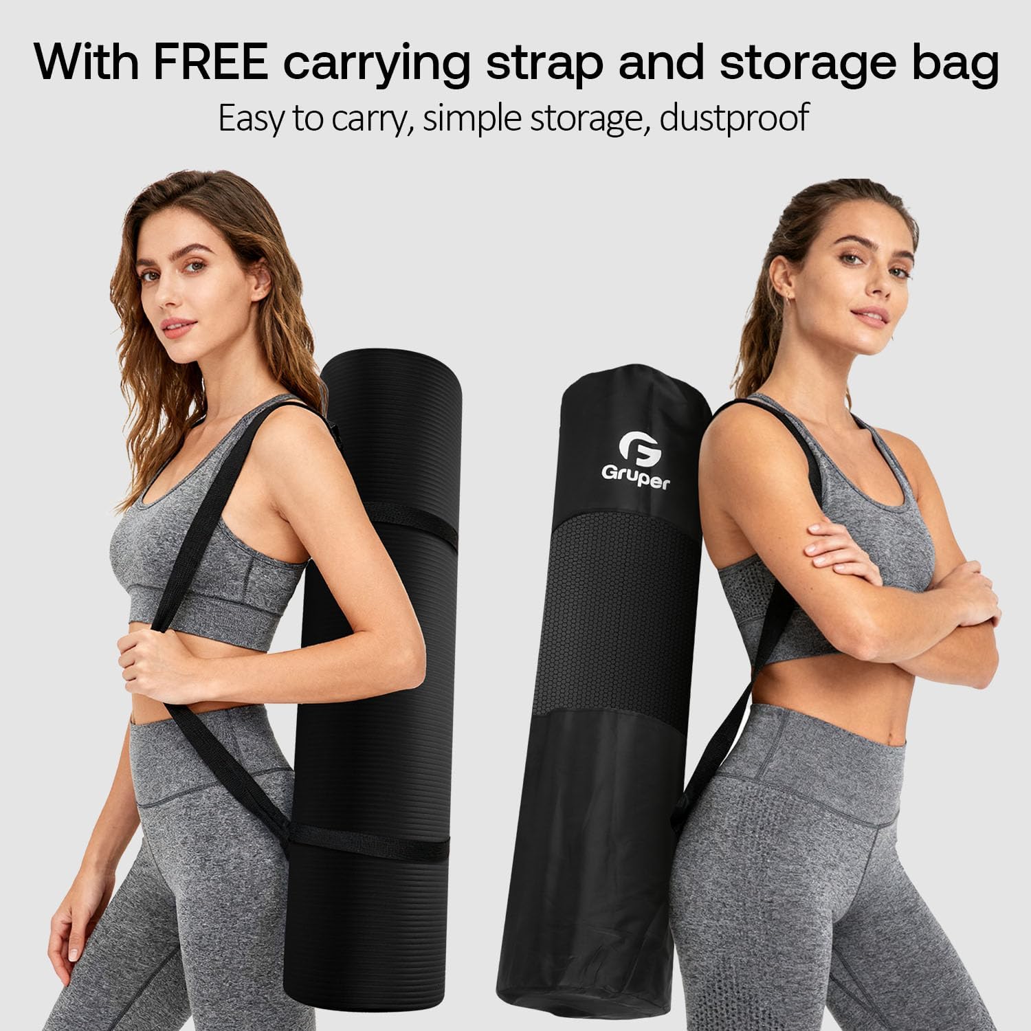 Yoga Mat Non Slip NBR Extra Thick Yoga Mat, 72"L x 32"/24"W x 0.6"/0.4"TH (185cm x 80cm/61cm x 15mm/10mm), Anti-Tear Exercise Mat with Carrying Strap and Bag, Workout Mats for Yoga, Pilates - Image 5