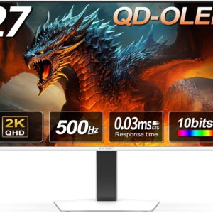 INNOCN 27″ OLED 2K QHD 2560 x 1440p 500Hz Gaming Monitor, Gaming Console Ready, VRR, G-SYNC Compatible, HDR 500, 0.03ms, FPS/RTS, HDMI 2.1, DP, Speaker, Pivot Adjustable Stand – GA27M1Q