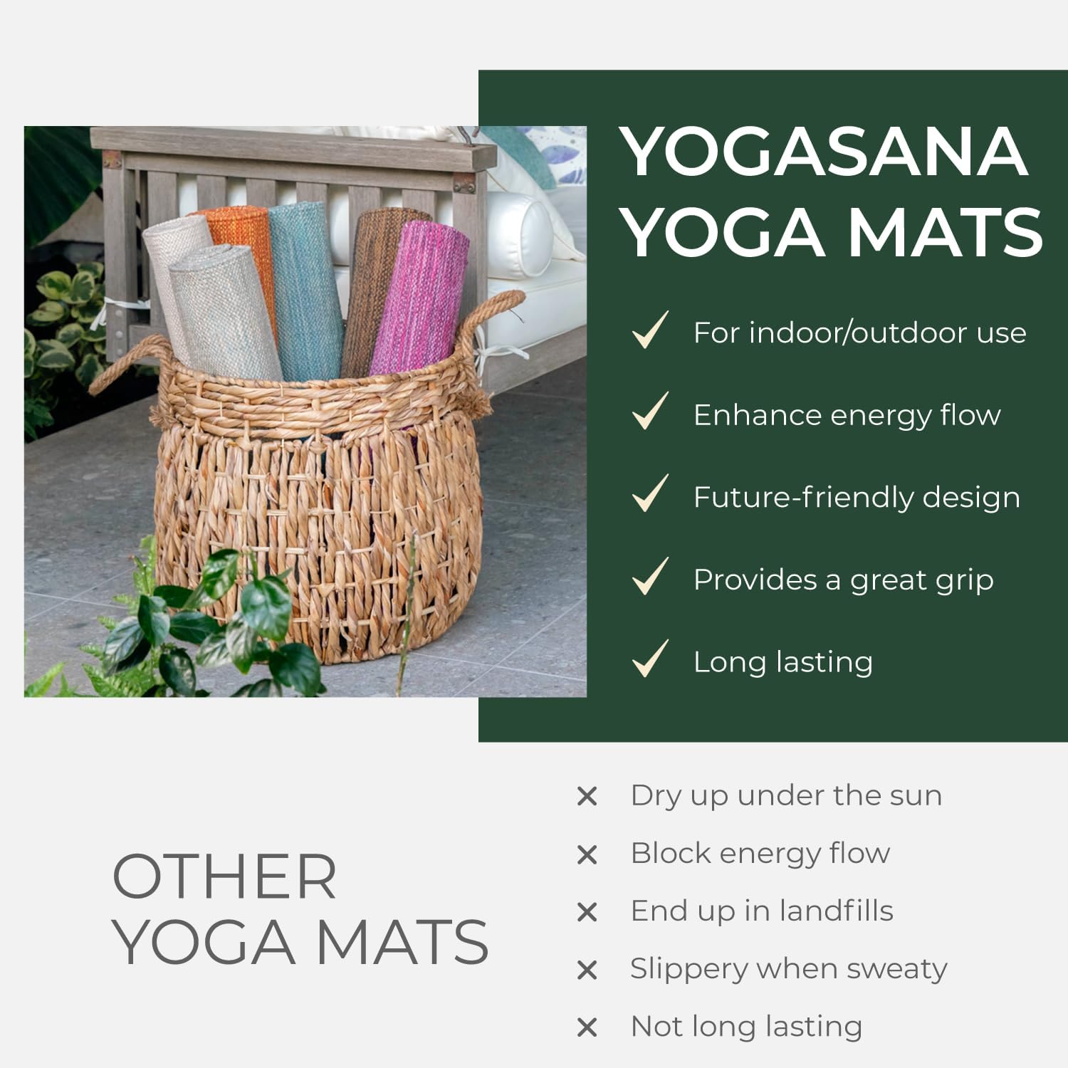 Yogasana Organic Cotton Yoga Mat - Non Slip Hand-Woven Foldable Yoga Rug Provides Excellent Comfort, Traction & Support - Travel Extra Thick Yoga Mats for Indoor & Outdoor Use - 24 x 72 Inches - Image 6