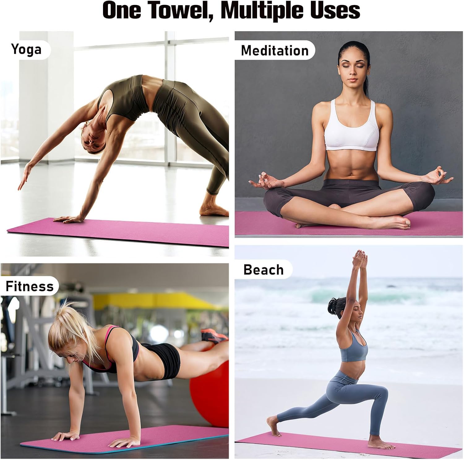 MoKo Hot Yoga Towel, Non-Slip Yoga Mat Towel with Grip Dots, 74.4"×27.3" Yoga Mat Cover for Pilates, Fitness, Meditation - Image 6