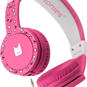 Tonies Foldable Wired Headphones for Kids – Comfortably Designed to fit On-Ear – Works with Toniebox 1 and All 3.5mm Devices – Pink
