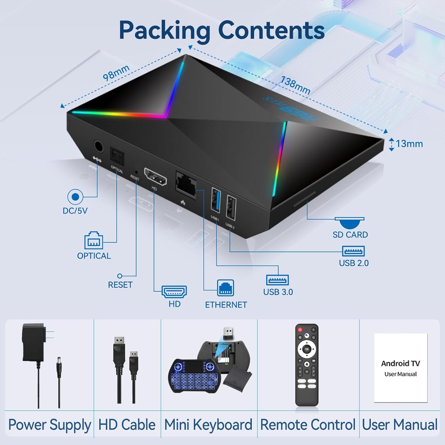 Android 14 TV Box 2025 4GB RAM 32GB ROM TV Box Android 4K 8K WIFI6 1000M Ethernet R69 Plus Smart Box for tv BT5.0 USB 3.0 HDR10+ 2.4G 5.8G Dual WiFi H728 Octa-core with Mini Wireless Keyboard - Image 9