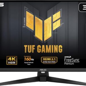 ASUS TUF Gaming 32” (31.5” viewable) 4K HDR DSC Gaming Monitor (VG32UQA1A) – UHD (3840 x 2160), 160Hz, 1ms, Extreme Low Motion Blur Sync, Freesync Premium, HDMI2.1, Speakers, 120% sRGB, DisplayHDR 400