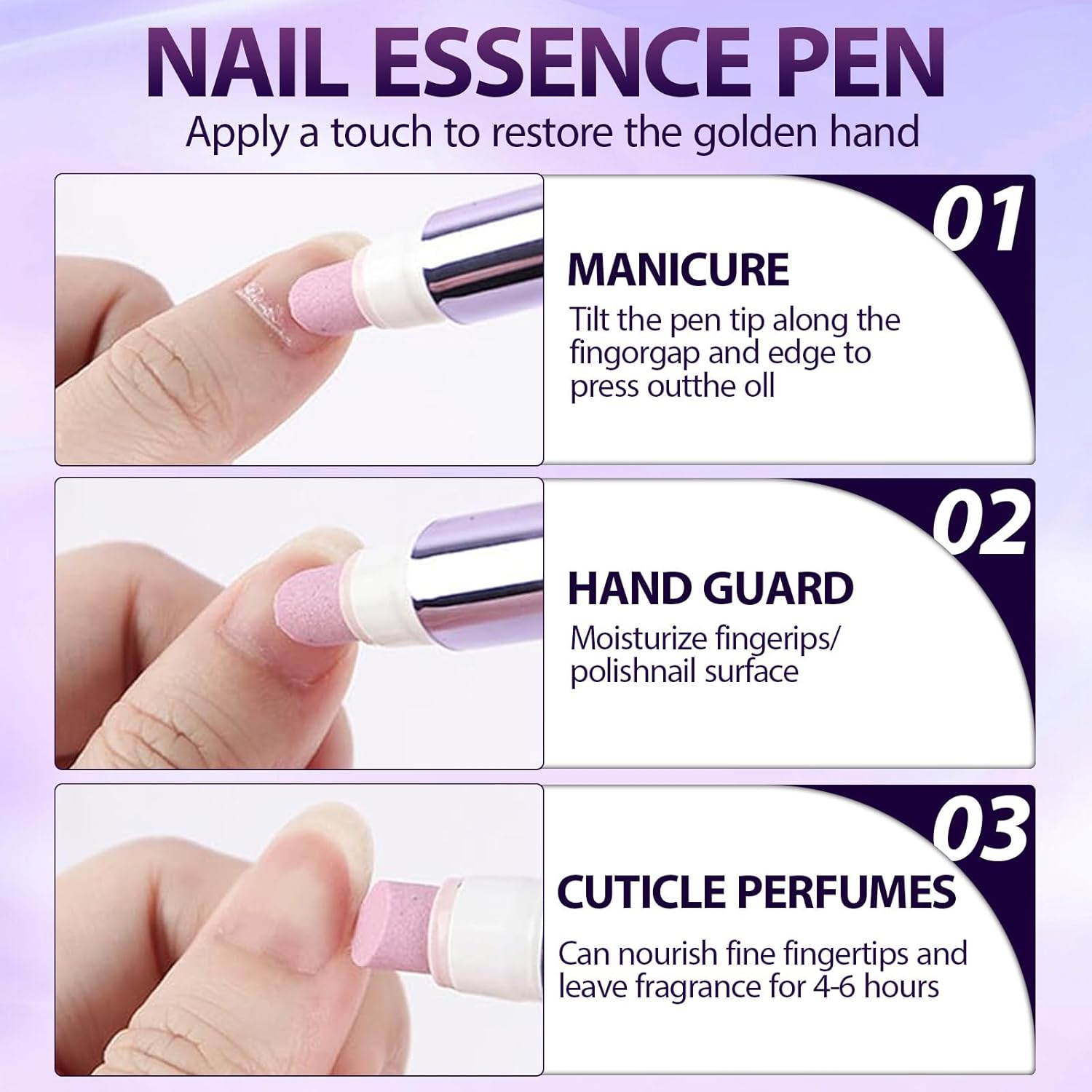 3-in-1 Cuticle Oil Pen,Cuticle Pusher Nail Oil Pen with Ceramic Tip,Dry & Damaged Nails,Nail Cuticle Remover Pen,for Moisturize Strengthen Nails(2PCS) - Image 6