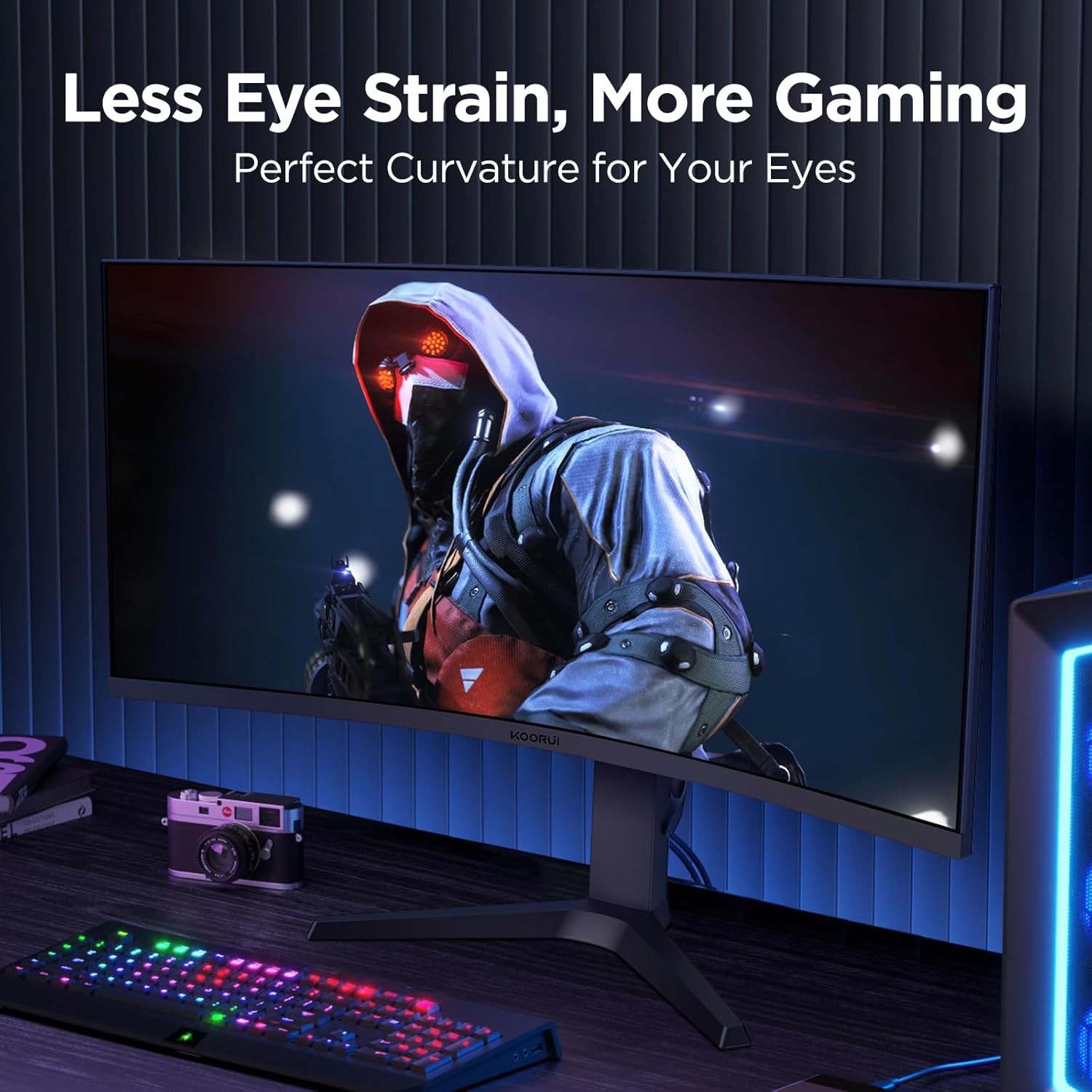 KOORUI 34-inch Ultrawide Curved WQHD 3440×1440 Gaming Monitor, 165Hz 144Hz Curved 1000R- PIP/PBP, 1ms(MPRT) with DisplayHDR 400, FreeSync Premium, 75 * 75mm VESA, HDMI/DisplayPort, 34E6UC - Image 8