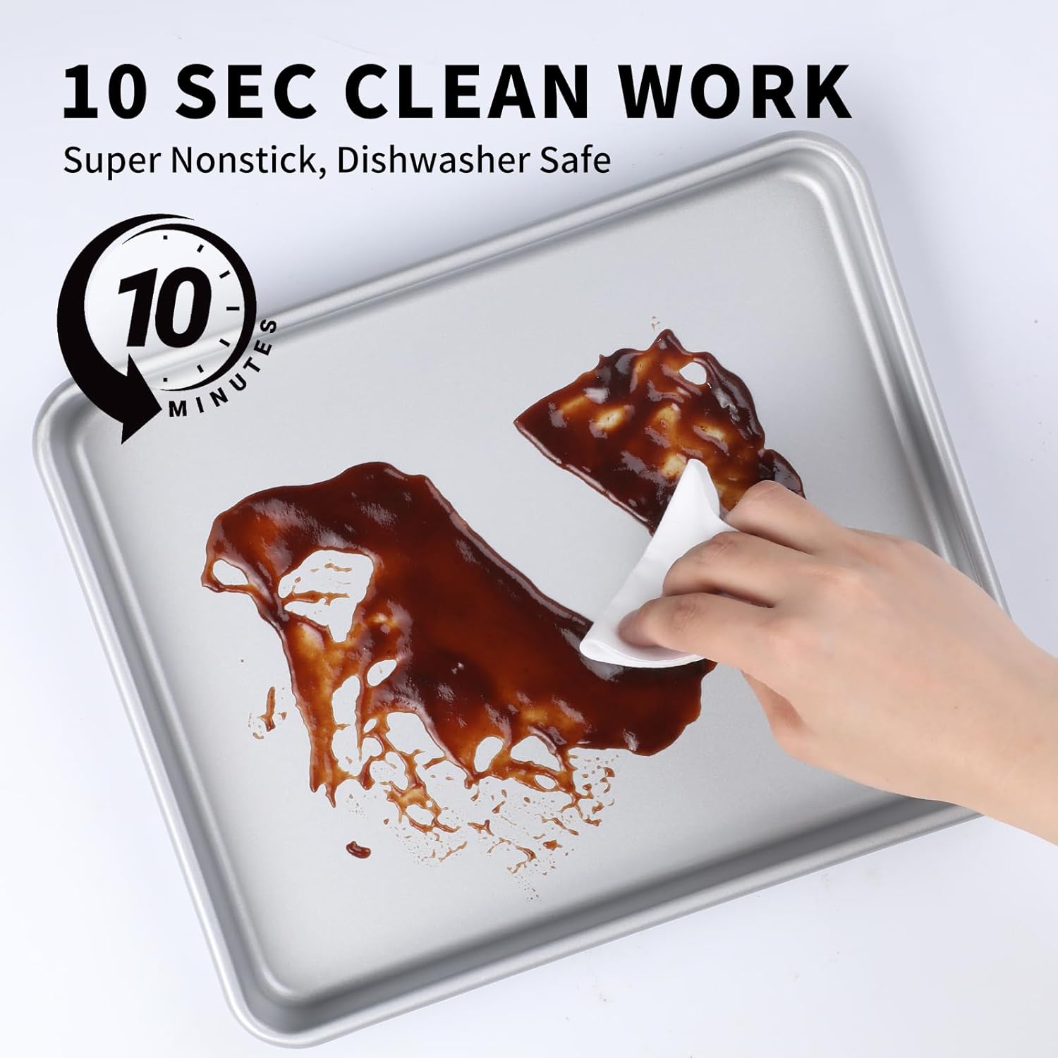 3-Piece Nonstick Baking Pans Set of 3 - Nonstick Rectangle Sheet Cake Pans, 13/11/9 Inch Metal Oven Tray for Cooking Jellyroll, Stackable Bakeware Set - Image 6