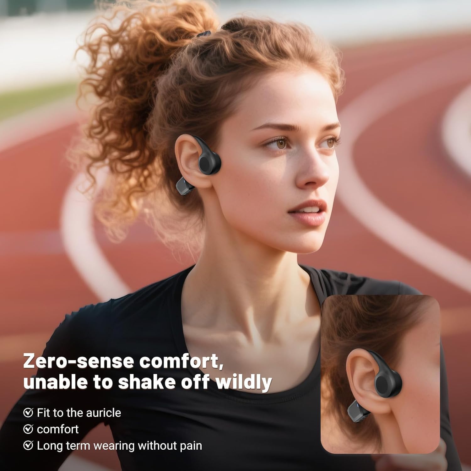 2025 New Bluetooth 6.0 Bone Conduction Headphones, Open-Ear Design, Sweatproof & Waterproof, HD Stereo Sound, 10Hrs Playtime, Lightweight for Running,Office,Daily Life(Black) - Image 4