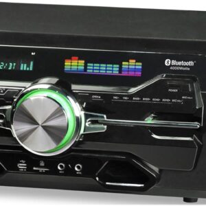 Technical Pro 4000 Watts Professional Bluetooth Home Audio Receiver w/Built-in DVD Player, Dual 1/4” Mic and USB SD Inputs, Volume and Echo Controls, Remote Included, for Karaoke, Parties and More