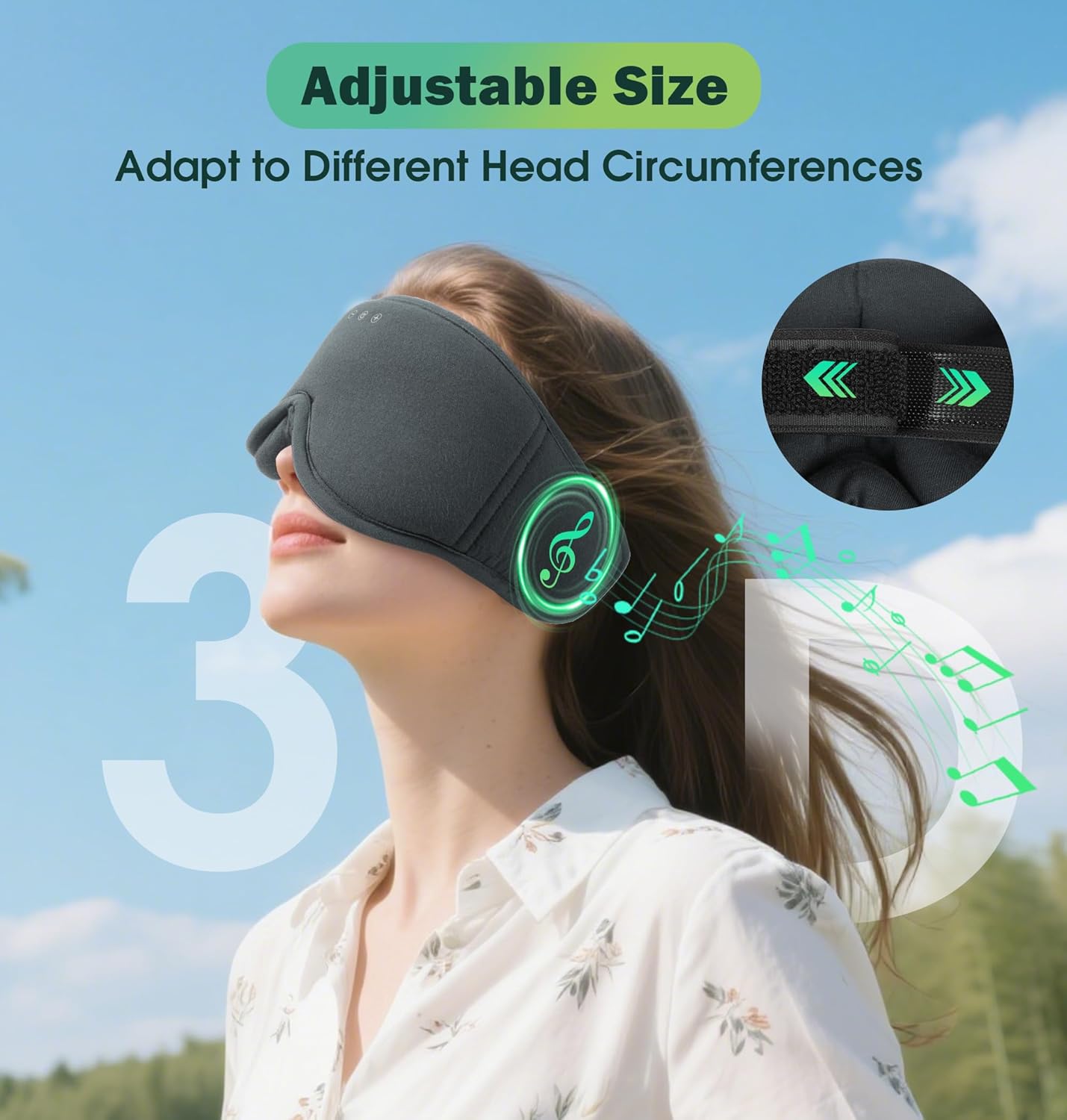 Sleep Mask with Headphones Bluetooth 5.4,LC-dolida 2025 New 3D Bluetooth Sleep Mask Headphones with Soft Bamboo Cotton for Side Sleepers Women Men, Sustainable Luxury for Better Sleep - Image 5