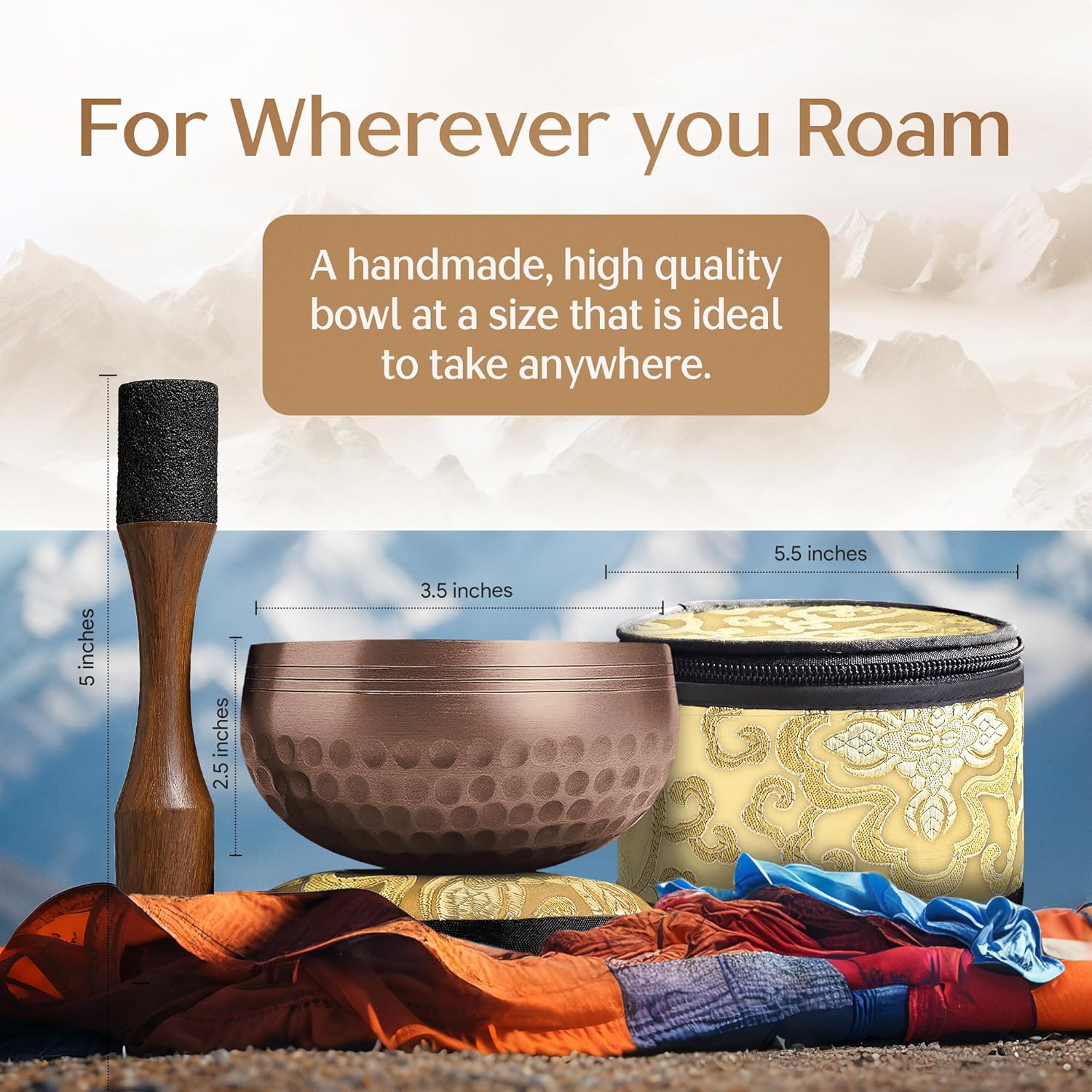 Tibetan Singing Bowl Set with Case – Authentic Plain Design – Meditation Bowl & Sound Bowl with Cushion, Mallet & Guide – Ancient Himalayan Meditation Tools – Vibrational Healing Instruments - Image 2