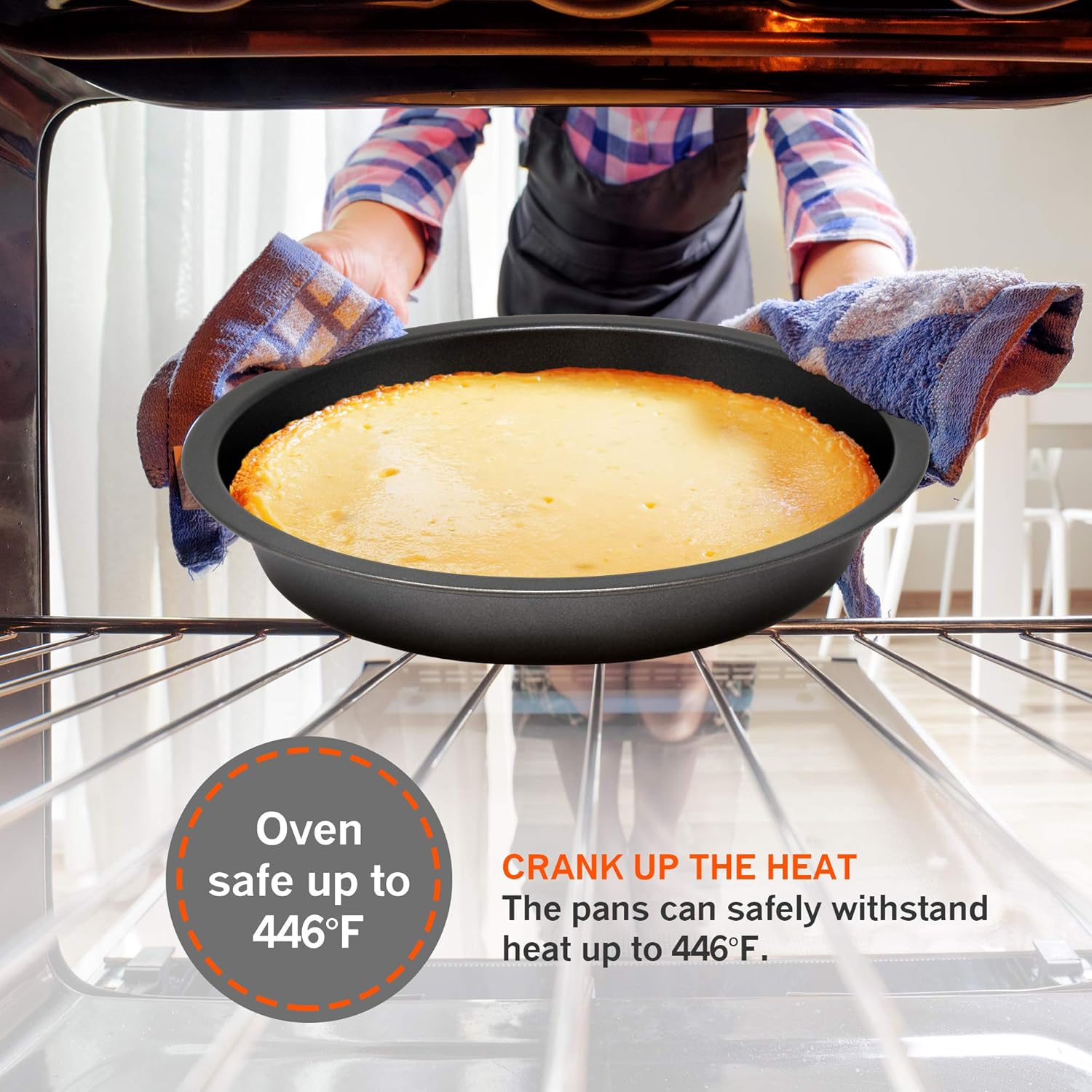 Perlli Baking Set 6 Nonstick Carbon Steel Oven Safe Gray PTFE PFOA Free Bakeware - Cookie Sheet, 2 Rounds, 12 Cup Muffin Pan, Roaster & Loaf Pan - Image 5