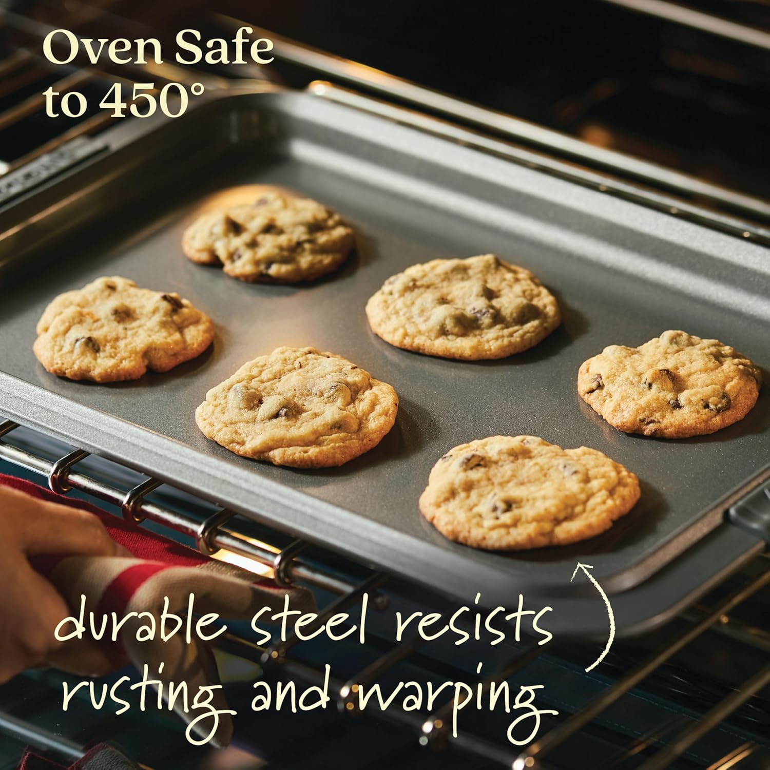 Anolon Advanced Nonstick Bakeware Set, Nonstick Cookie Sheet / Baking Sheet and Crisper Pan - 2 Piece, Graphite Gray - Image 9