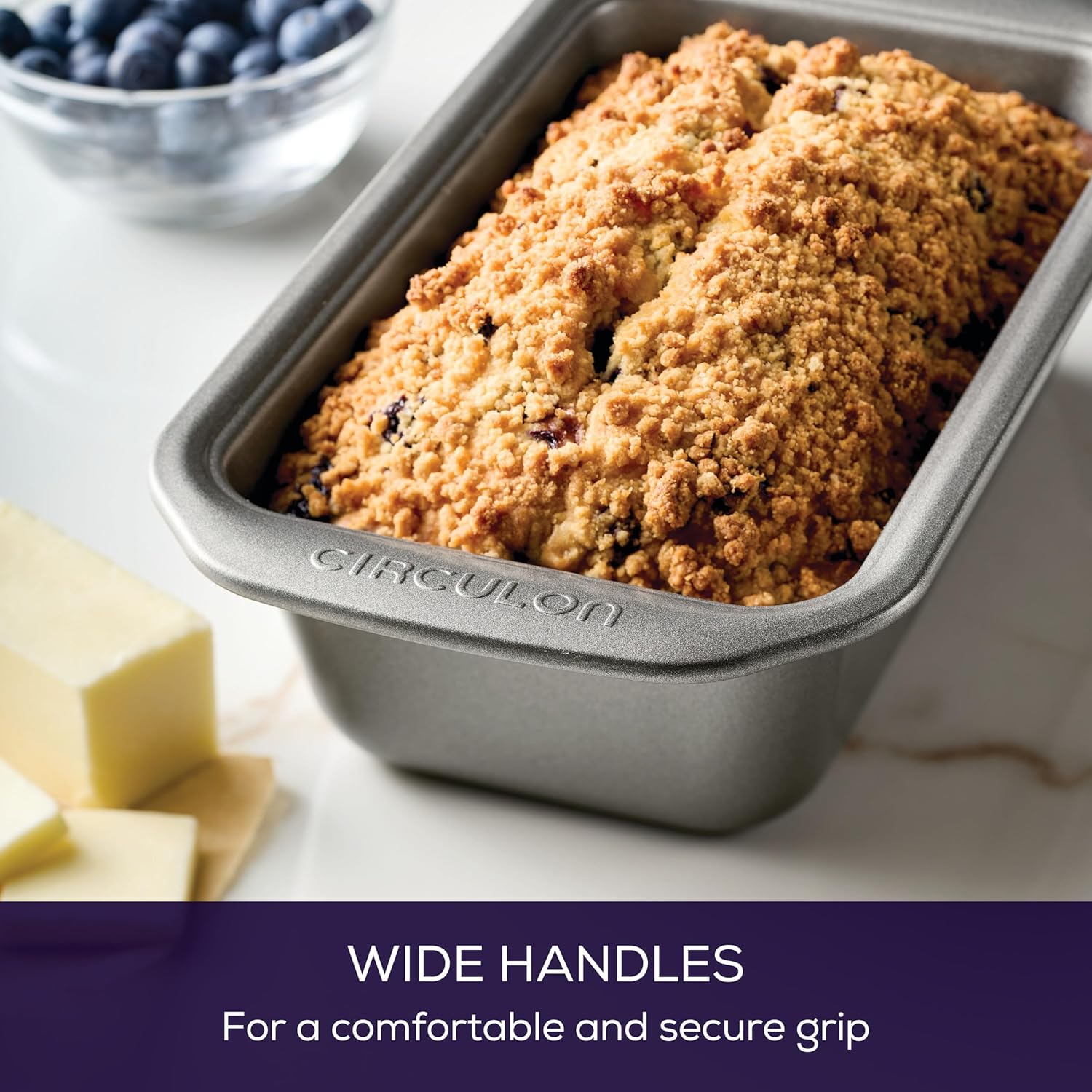 Circulon Nonstick Heavy Gauge Steel Bakeware Set with Rolled Pan Edges Loaf Pan, Cookie Pan, Baking Pans, Cake Pans, Muffin Pan and Cooling Rack (10-Piece, Gray) - Image 9