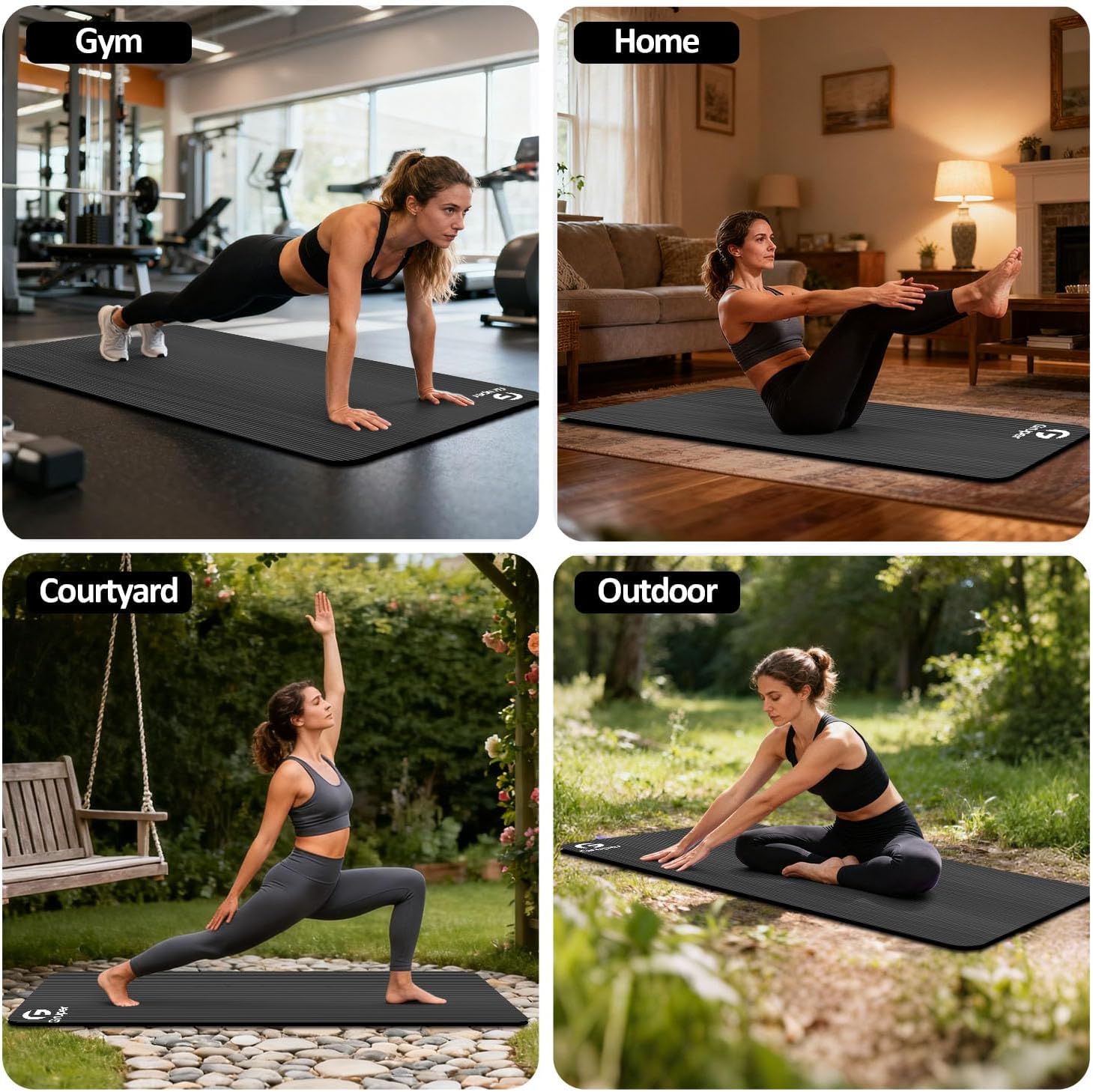 Yoga Mat Non Slip NBR Extra Thick Yoga Mat, 72"L x 32"/24"W x 0.6"/0.4"TH (185cm x 80cm/61cm x 15mm/10mm), Anti-Tear Exercise Mat with Carrying Strap and Bag, Workout Mats for Yoga, Pilates - Image 7